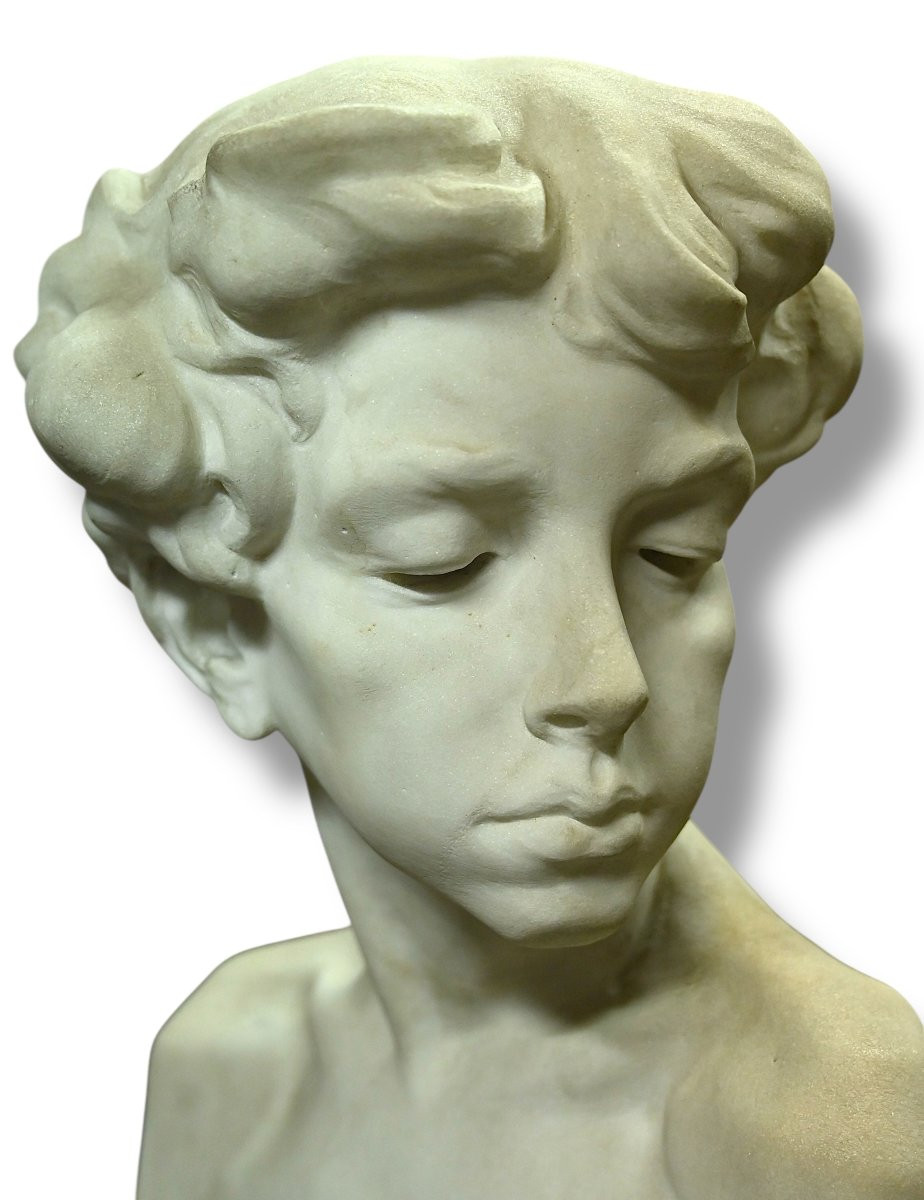 Aldo Buttini - Busto di un Giovane Assorto - Italia Anni 30-photo-2
